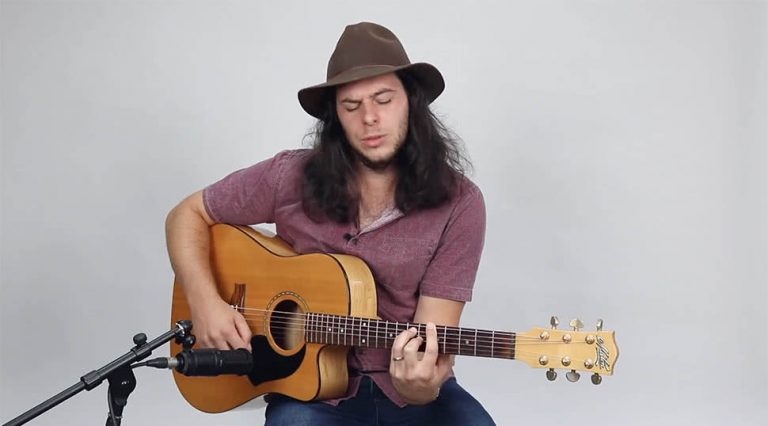 Victorian musician Shaun Black performing a rock song medley