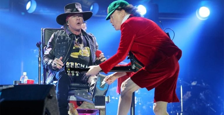 Axl Rose performing live with AC/DC