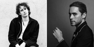 2 panel image of late musician Jeff Buckley and actor Jared Leto