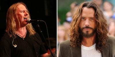 2 panel image of Alice In Chains' Jerry Cantrell and late Soundgarden frontman Chris Cornell