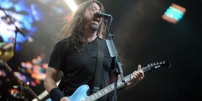 Dave Grohl performing with the Foo Fighters at Georgia State Stadium on Saturday night.