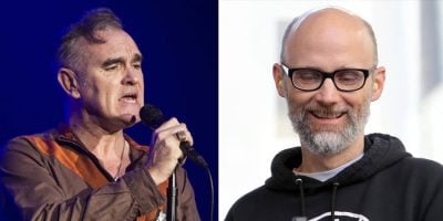 2 panel image of Morrissey and Moby