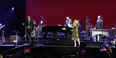 Nick Cave and Kylie Minogue performing at London's All Points East