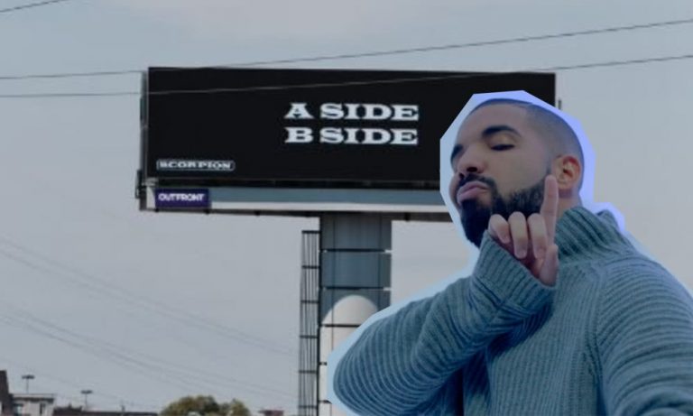 Drake in front of Billboard