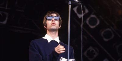 glastonbury Oasis' Liam Gallagher at Glastonbury 1994