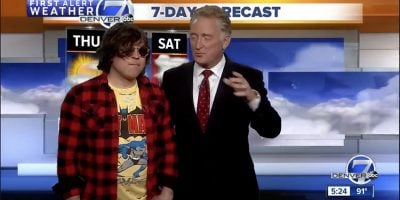 Ryan Adams presenting the weather on US TV