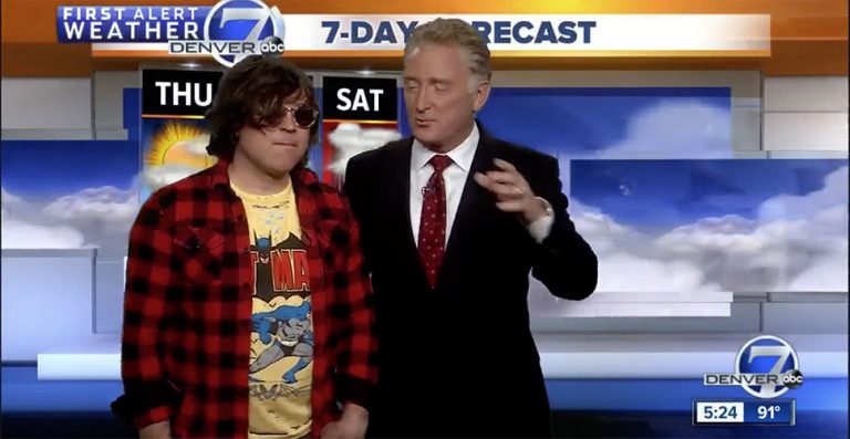 Ryan Adams presenting the weather on US TV