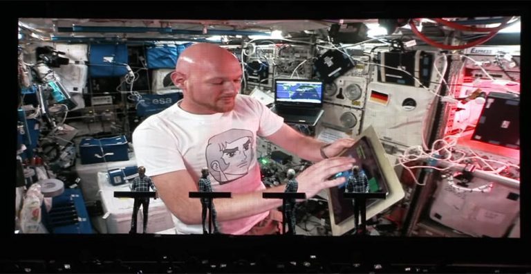 German astronaut Alexander Gerst performing live with Kraftwerk