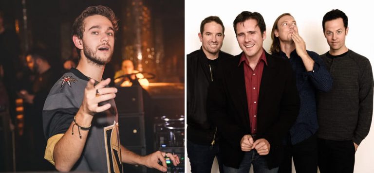 2 panel image of German-Russian producer Zedd and US rock band Jimmy Eat World