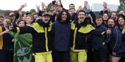 triple j's Ben and Liam with Unhearthed High 2018 winner KIAN