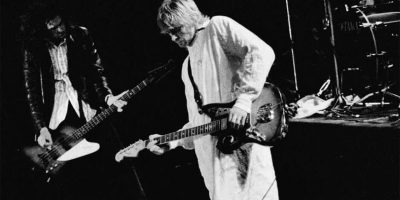 Nirvana's Kurt Cobain performing at the 1992 Reading Festival