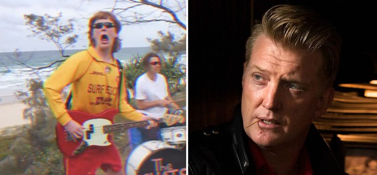 2 panel image of The Chats and Queens Of The Stone Age's Josh Homme