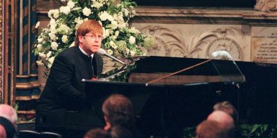 Elton John performing at Princess Diana's funeral