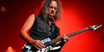 Metallica guitarist Kirk Hammet performing live