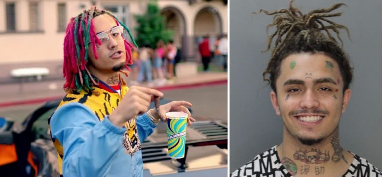 Lil Pump and an image of his mugshot