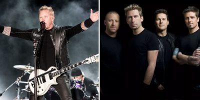 2 panel image of Metallica and Nickelback