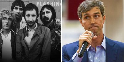2 panel image of The Who and US Senate hopeful Beto O'Rourke