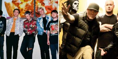 2 panel image of Bring Me The Horizon and Limp Bizkit