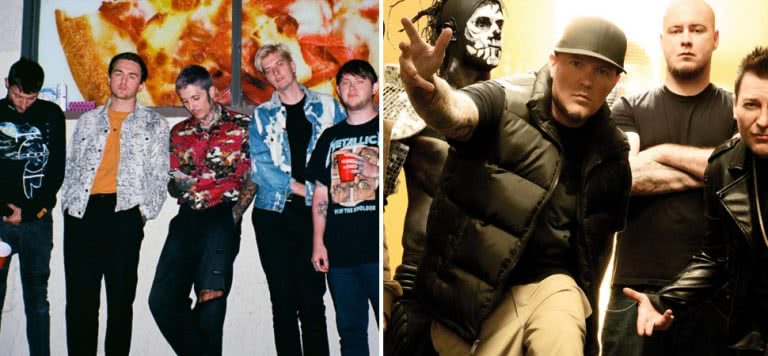 2 panel image of Bring Me The Horizon and Limp Bizkit