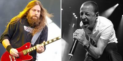 2 panel image of Lamb of God's Mark Morton and Linkin Park's Chester Bennington