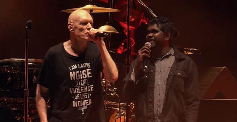 Midnight Oil performing 'Treaty' with Yirrmal