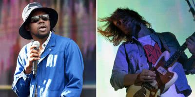2 panel image of Theophilus London and Tame Impala