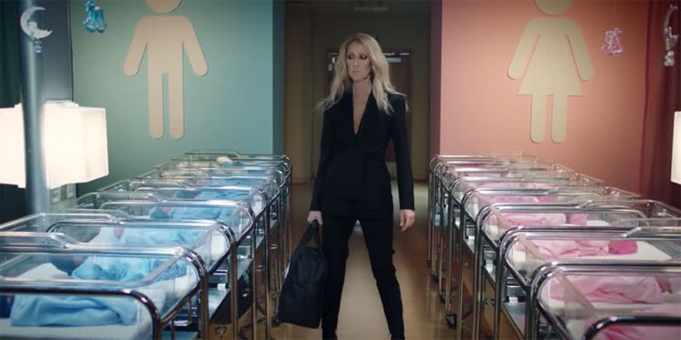 Image of the ad campaign for Céline Dion's new gender-neutral clothing line