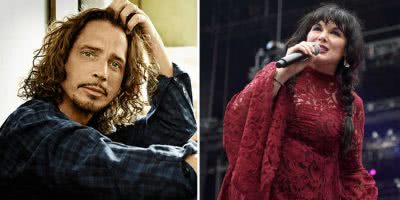 2 panel image of Soundgarden's Chris Cornell and Heart's Ann Wilson