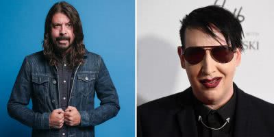 2 panel image of Dave Grohl and Marilyn Manson