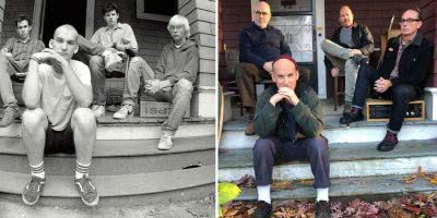 Members of Minor Threat recreating the 'Salad Days' EP cover