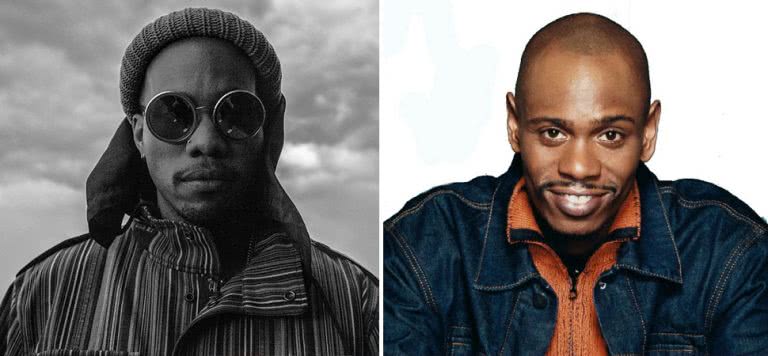 2 panel image of Anderson .Paak and comedian Dave Chappelle