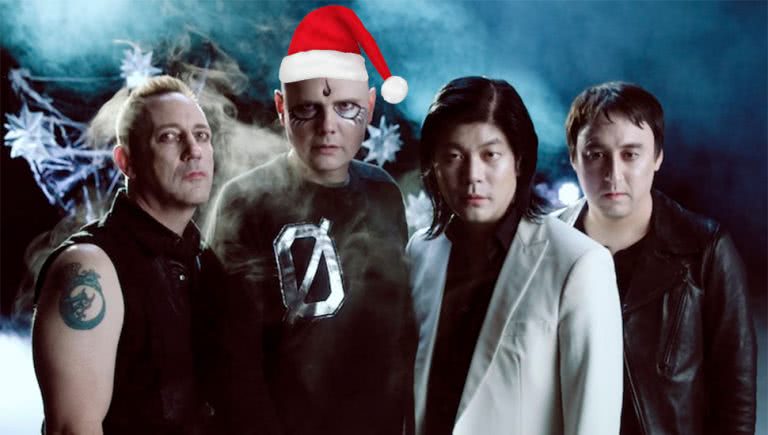 A Christmas-themed image of the Smashing Pumpkins