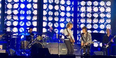 Paul McCartney, Ringo Starr, and Ronnie Wood playing 'Get Back' in London