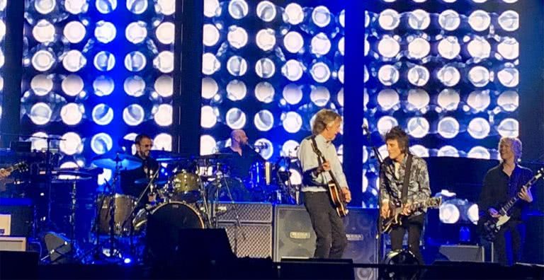 Paul McCartney, Ringo Starr, and Ronnie Wood playing 'Get Back' in London