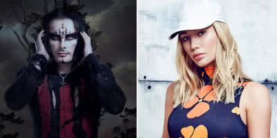 2 panel image of Cradle Of Filth and Iggy Azalea