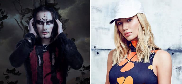 2 panel image of Cradle Of Filth and Iggy Azalea