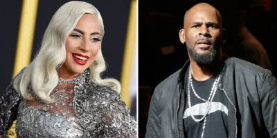 2 panel image of Lady Gaga and R. Kelly