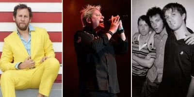 Three panel image of Ben Lee, The Offspring, and Custard, three artists who topped triple j's Hottest 100 of 1998