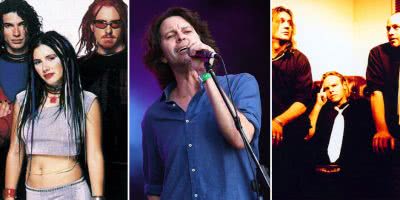 Three panel image of Killing Heidi, Powderfinger, and The Tenants, three artists who topped triple j's Hottest 100 of 1999