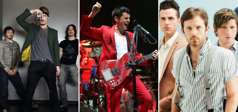 Three panel image of Silverchair, Muse, and Kings Of Leon, three artists who topped triple j's Hottest 100 of 2007