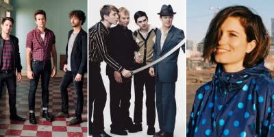 Three panel image of Eskimo Joe, Franz Ferdinand, and Missy Higgins, three artists who topped triple j's Hottest 100 of 2004