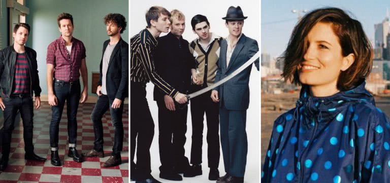 Three panel image of Eskimo Joe, Franz Ferdinand, and Missy Higgins, three artists who topped triple j's Hottest 100 of 2004