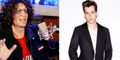 2 panel image of iconic shock-jock Howard Stern and famed musician Mark Ronson