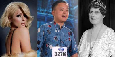 3 panel image of Paris Hilton, William Hung, and Florence Foster Jenkins, three musicians notable for being tone deaf