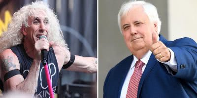 2 panel image of Twisted Sister's Dee Snider and Clive Palmer
