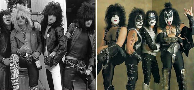 2 panel image of Mötley Crüe and KISS