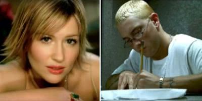 2 panel image of Dido and Eminem