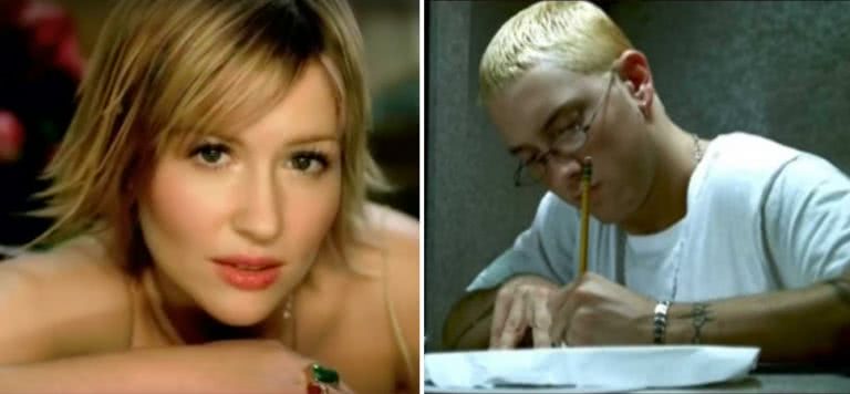 2 panel image of Dido and Eminem