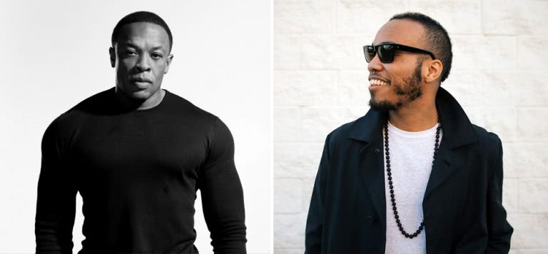 2 panel image of Dr. Dre and Anderson .Paak