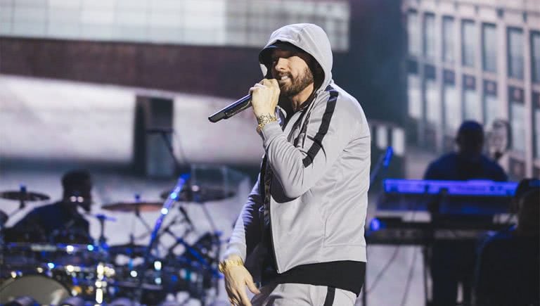 Eminem performing live at the Melbourne Cricket Ground (MCG)